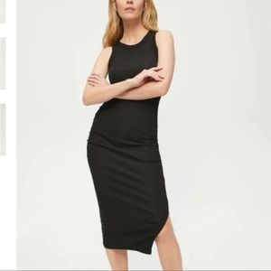 Michael Stars Wren MIDI Dress w/ a Slit Black Medium Ultra Rib NWT